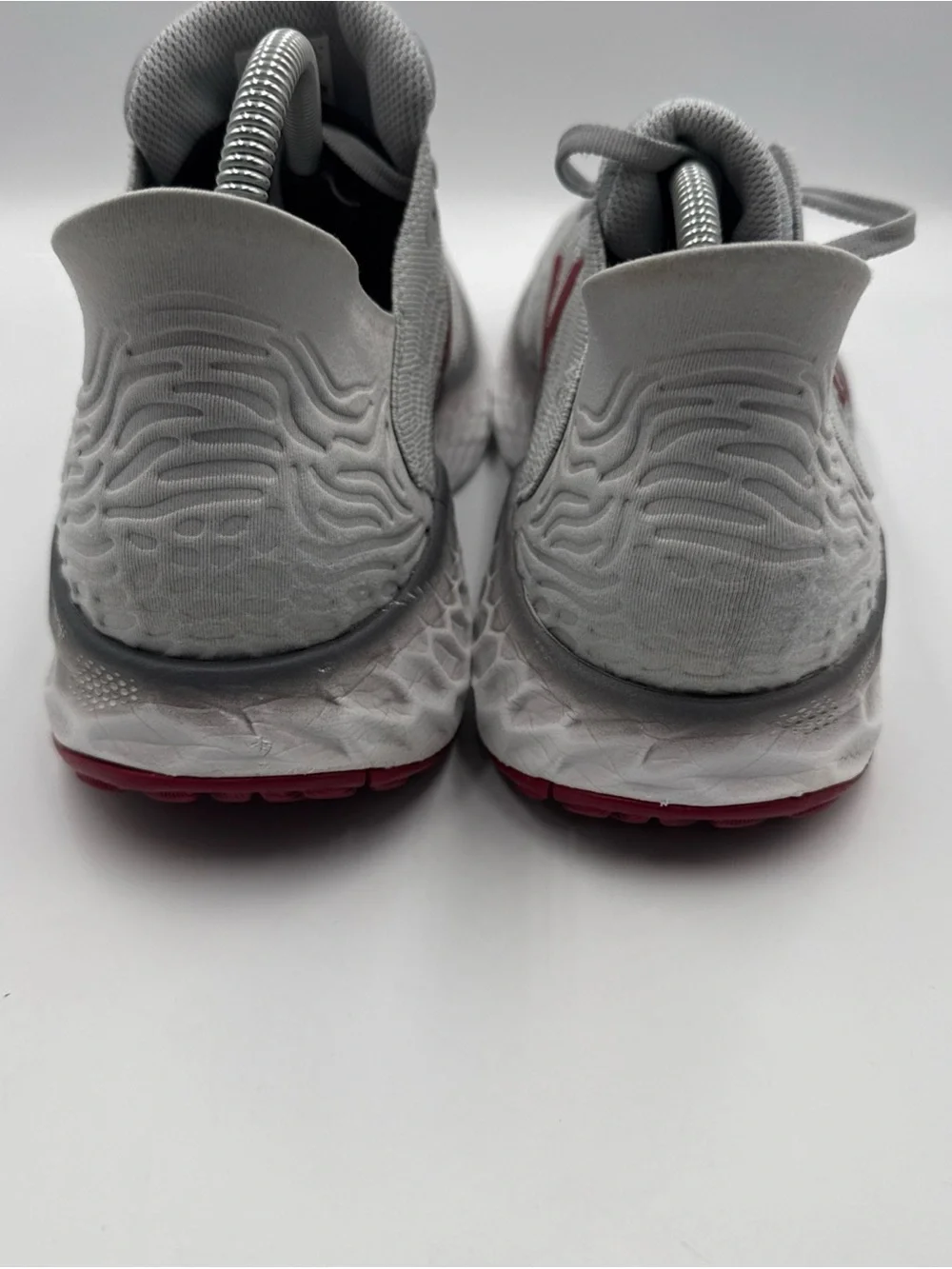 New Balance Men’s Fresh Foam Running Shoes - Light Gray with Red Accents